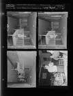 Man working on crafts project; Children in hospital (4 Negatives) (February 6, 1958) [Sleeve 11, Folder b, Box 14]